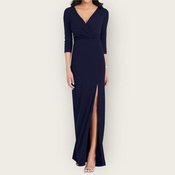 NWT | After Six | 3/4 Sleeve V-Neck Maxi Dress | Midnight | Large - Picture 1 of 14